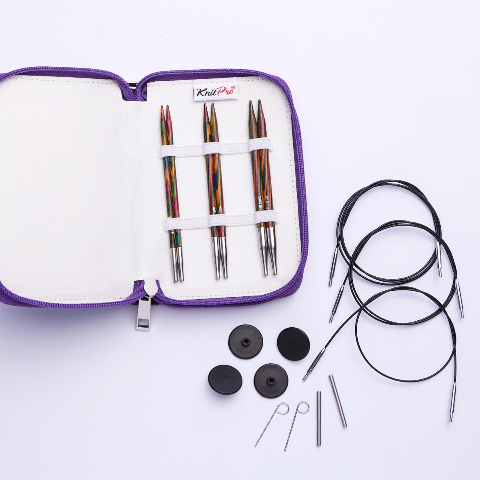 KnitPro SYMPHONIE Udskiftelige Rundpindesæt (4.00, 5.00, 6.00 mm) - 360 Swivel kabler (60, 80, 100 cm)