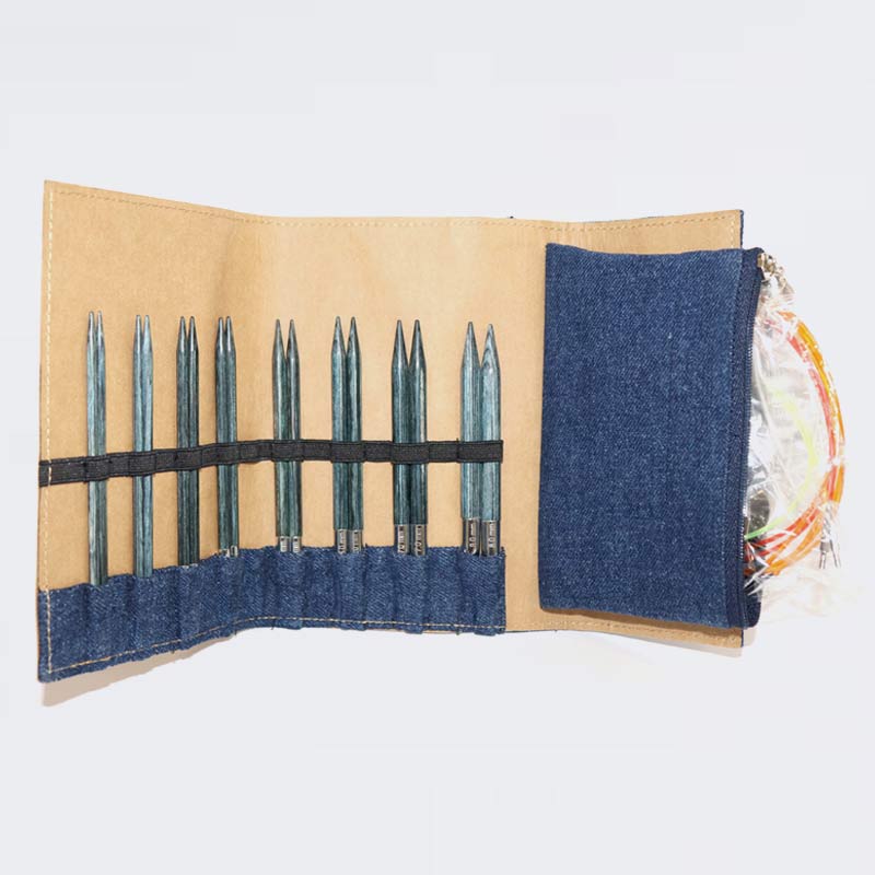 INDIGO WOOD INTERCHANGEABLE NEEDLE SET - 3.5 - 8.0 MM
